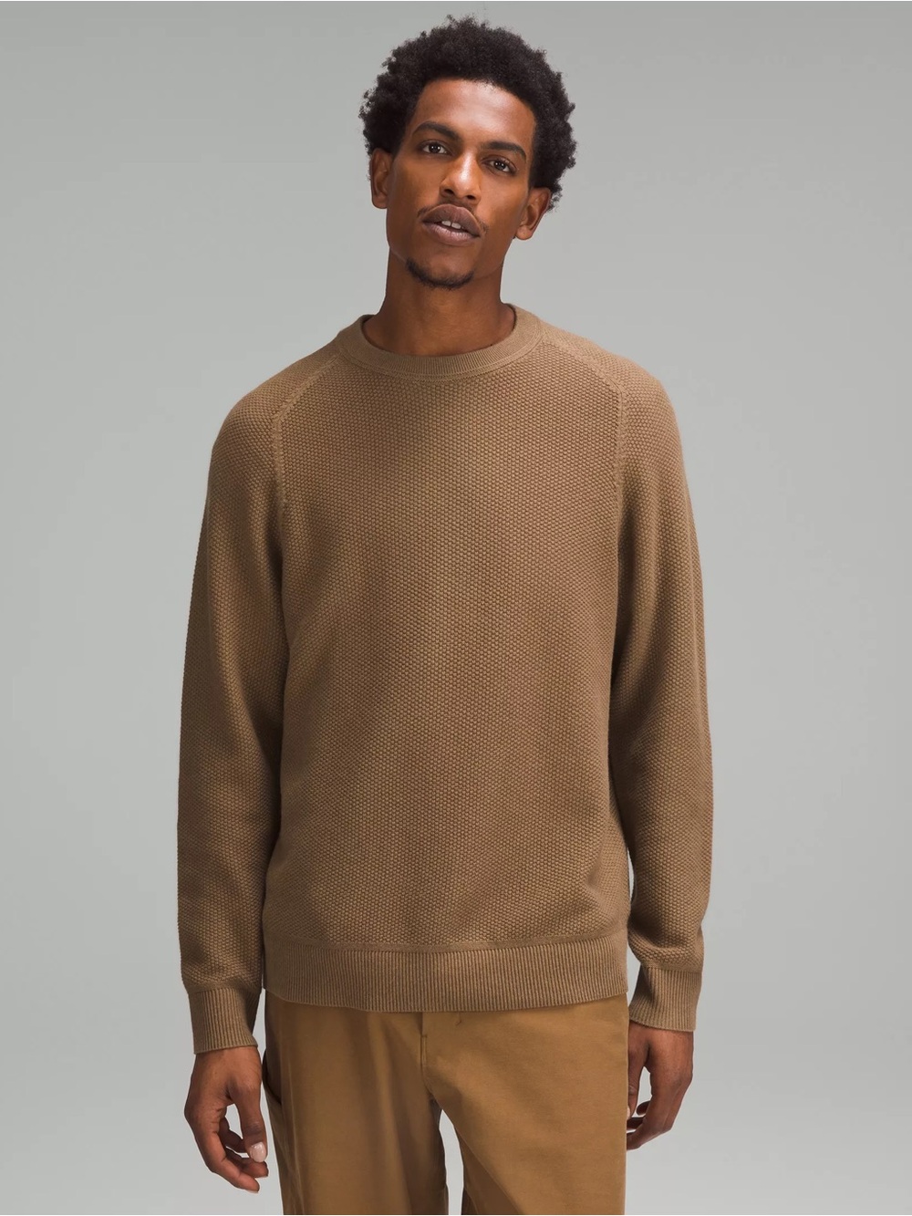 Lululemon Textured Knit Crewneck Sweater Brown Lightweight Cozy Knit Top